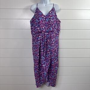 Chelsea 28 Hi-Low Faux Wrap Dress Sleeveless Pink Floral Print sz L